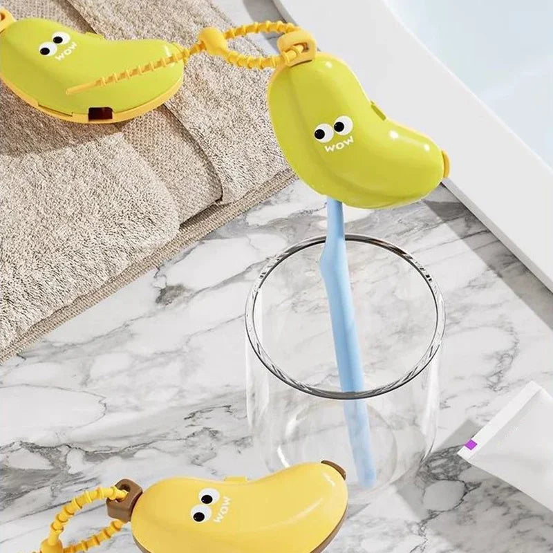 Banana Toothbrush Head Protective Cover With Toothpaste Compartment Toothbrush Dust Clamp Portable Travel Style Storage Box Oasis Select