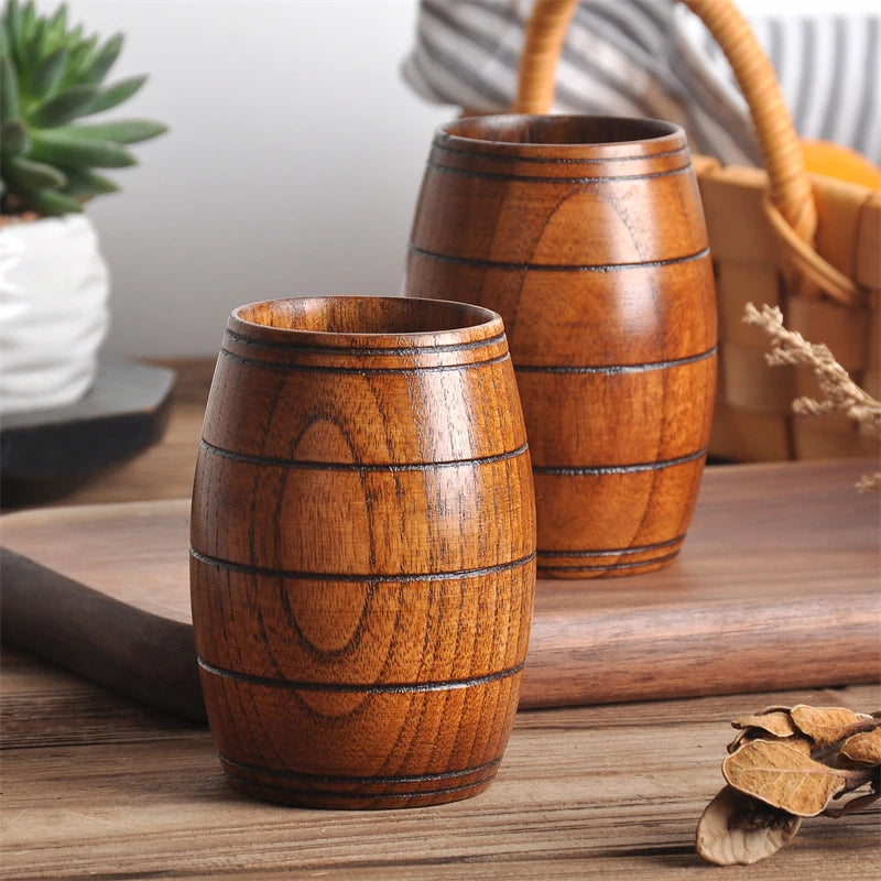 Wooden Big Belly Cups Handmade Natural Spruce Wood Cups Beer Tea Coffee Milk Water Cup Kitchen Bar Drinkware for Kitchen Oasis Select