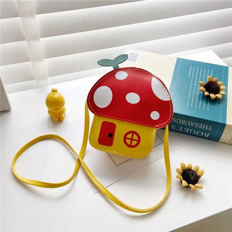 1-8PCS Cartoon Kids Bag Crossbody Sling Bag for Girls Mushroom Design Shoulder Purse Childrens Wallet Casual Korean Style Tote Oasis Select Red 8PCS