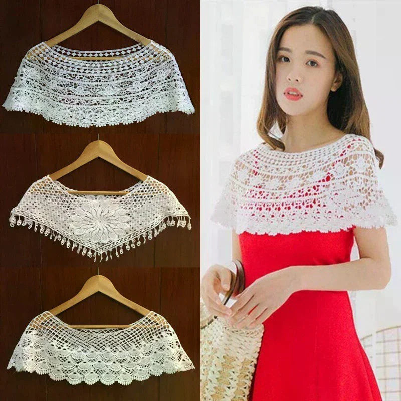 Women Knit Hollow Out Shawl Wrap Wedding Bridal Evening Dress Lace Shawl Wedding Sunflower Lace Scarf Shrug Cape Poncho Oasis Select