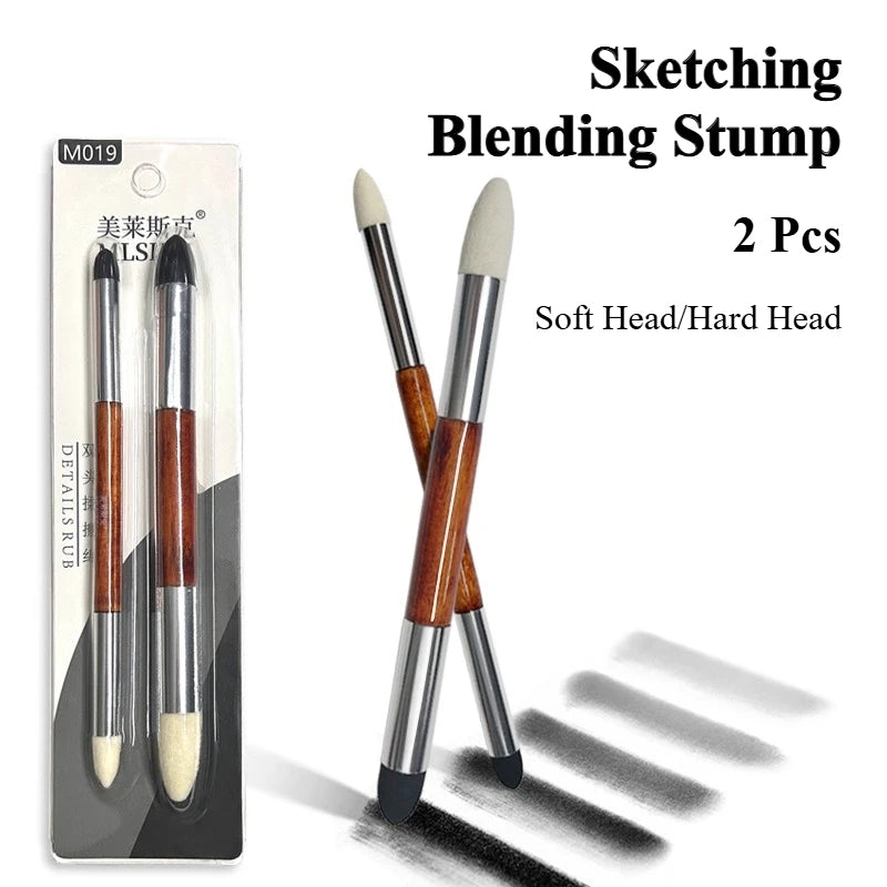 MLSIKE Paint Sponge Pen Blending Stump Double Headed Black and White Tip Rub and Buff Rubbing Pen Sketching Rubbing Pen Oasis Select