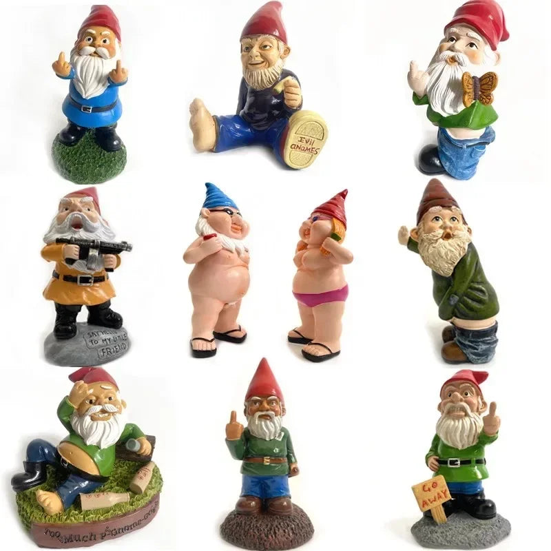 Rebellious Garden Gnome Statue Making a Rude Gesture with Long White Beard Funny Outdoor Decor for Garden Yard Gift for Friend Oasis Select