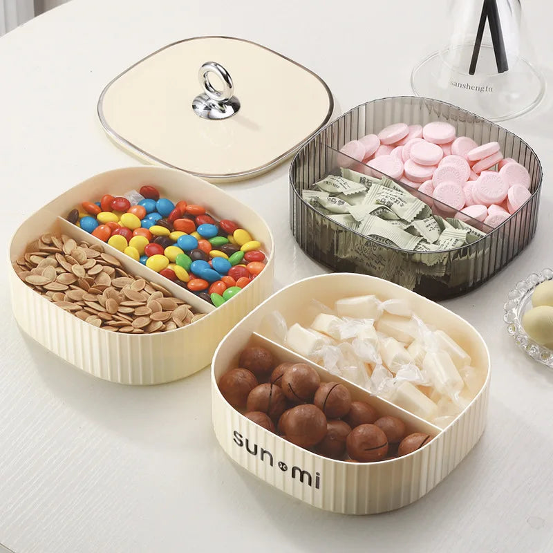 Double-Layer Snack & Candy Storage Box | 4-Compartment Tray