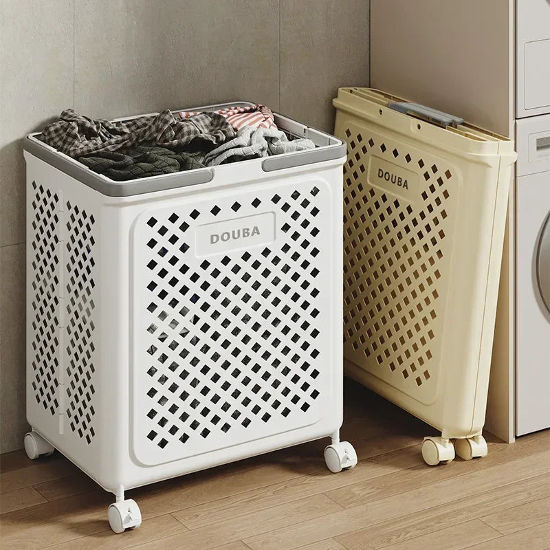 Multi-functional Toilet bathroom laundry basket folding dirty clothes storage basket with wheels removable laundry basket Oasis Select