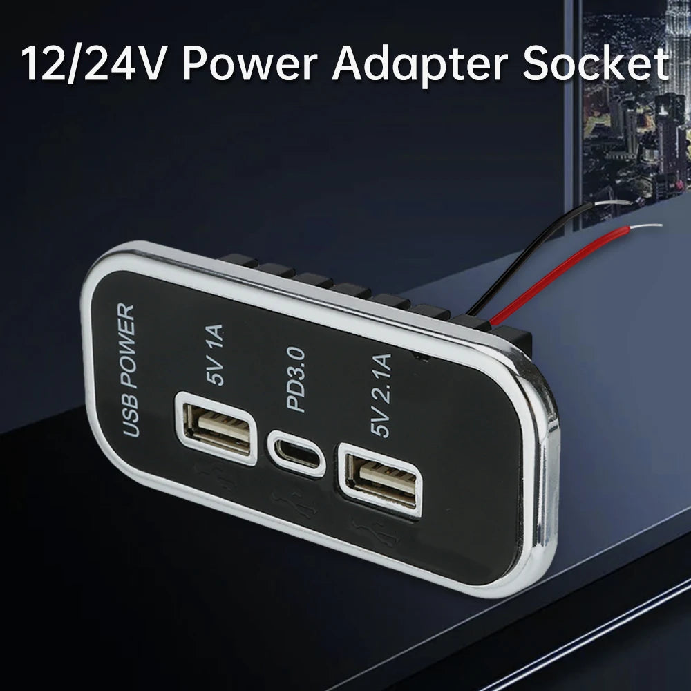Quick Charger PD Dual USB Panel Car Charger Socket 3.1A 12V/24V USB Charger Outlet Power Adapter for Camper Caravan Accessories Oasis Select