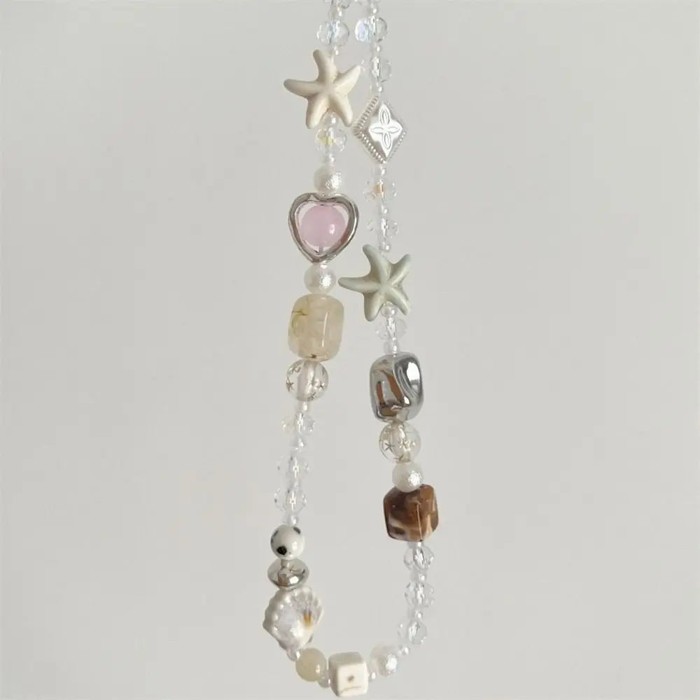 Star Pearl Beaded Phone Chain Phone Charms Hanging Cord Phone Strap Anti-Lost Wrist Strap Mobile Lanyard Phone Pendant Oasis Select 04