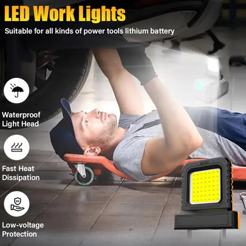 21V LED Work Light IP67 Waterproof – 14W Battery Floodlight