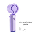 USB Rechargeable Mini Handheld Fan Semiconductor Cooling Powerful Wind Small Electric Fan Digital Display Ultra-Quiet Turbo Fan Oasis Select Purple
