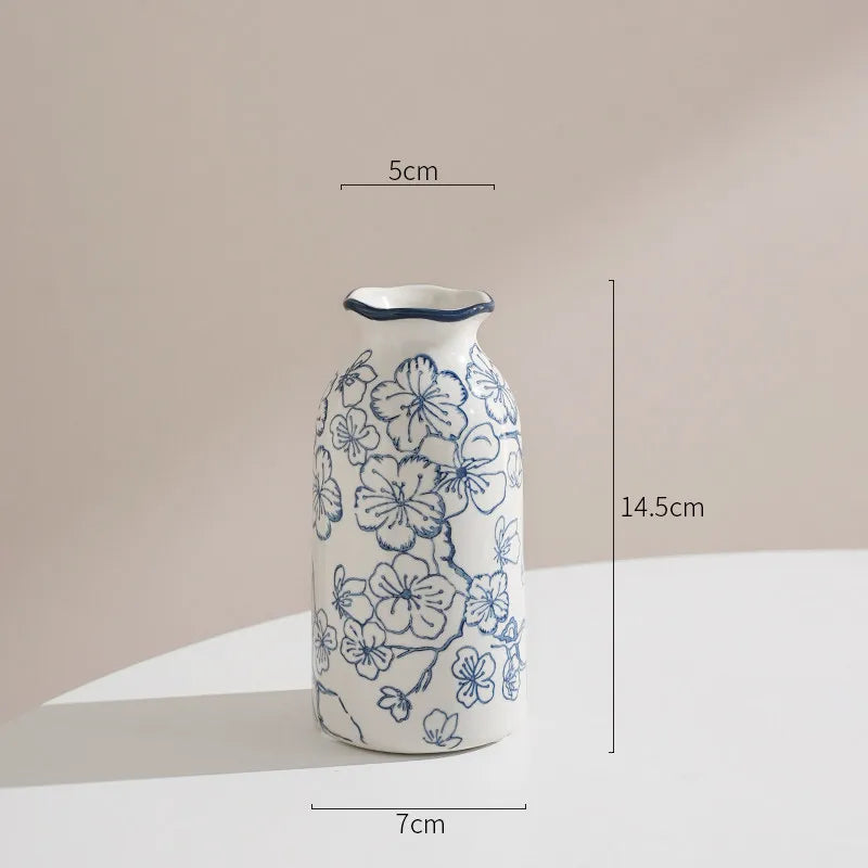 Elegant Blue & White Porcelain Vases Home Desktop Flower Arrangement Flower Plum Blossom Vases Decorations Ornaments Home Decor Oasis Select plum blossom S