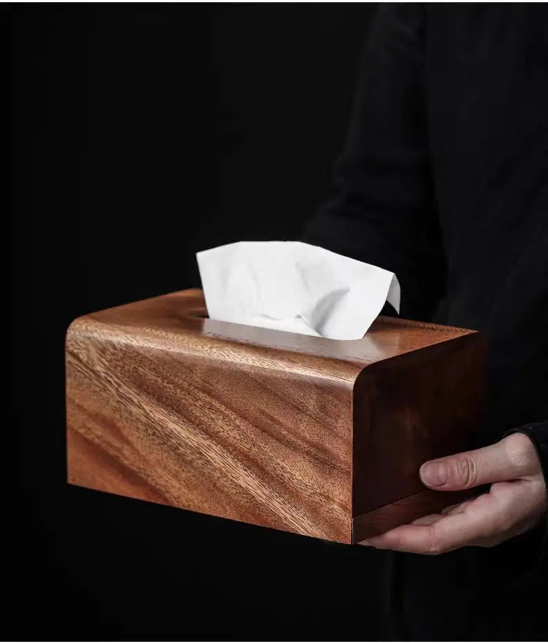 Retro Walnut Paper Towel Box Simple Solid Wood Paper Box Domestic Chinese Paper Towel Storage Box Oasis Select