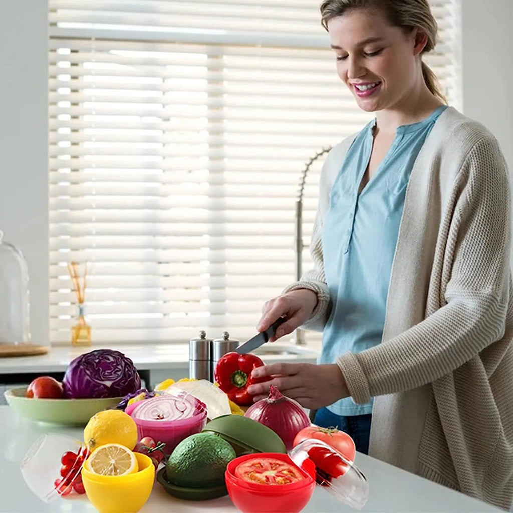 5pcs Food Savers Avocado Keepers Storage Container for Onion Lemon Pepper Tomato Garlic Creative Kitchen Refrigerator Gadget Oasis Select