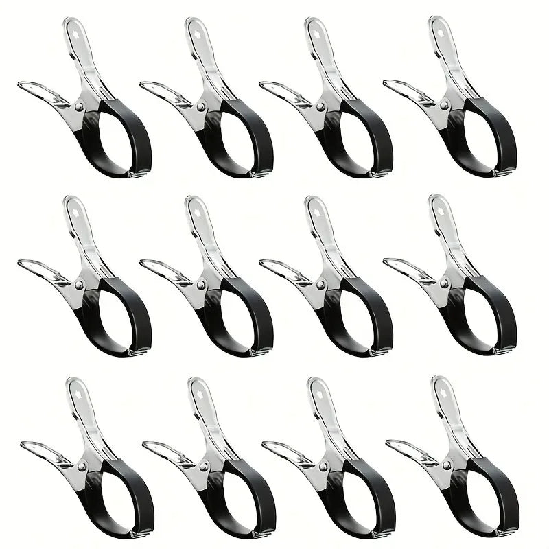 12Pcs Heavy Duty Windproof Anti-drop Pool Cover Clips, Durable Stainless Steel Spring Clamps with Non-slip Plastic Handles Oasis Select 12pcs black