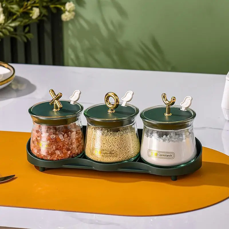 Seasoning Rack & Spice Jar Set | Dustproof Kitchen Storage