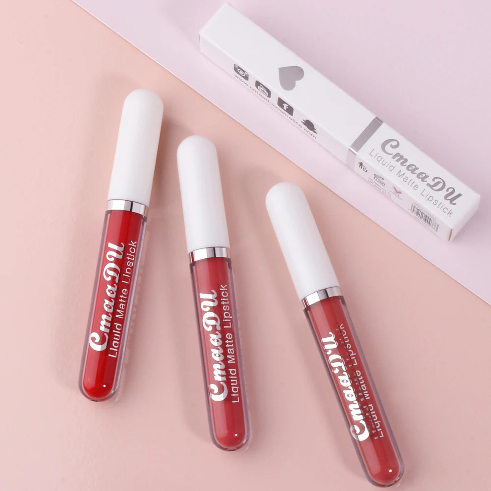 CmaaDu 1 Pcs Matte Lip Gloss Liquid Lipstick- Lip Stains with Long-Lasting Waterproof, Adult Age Range, Red Tones Easy to Color Oasis Select