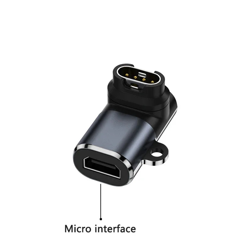 USB-C/Micro/Lightning to 4-Pin Charger Adapter for Garmin Watch Charging Adapter Oasis Select T1