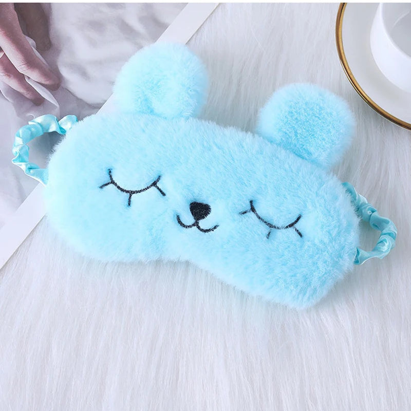 Cartoon Rabbit Plush Sleep Mask – Light Blocking Eye Cover Plush Sleep Mask Oasis Select Blue