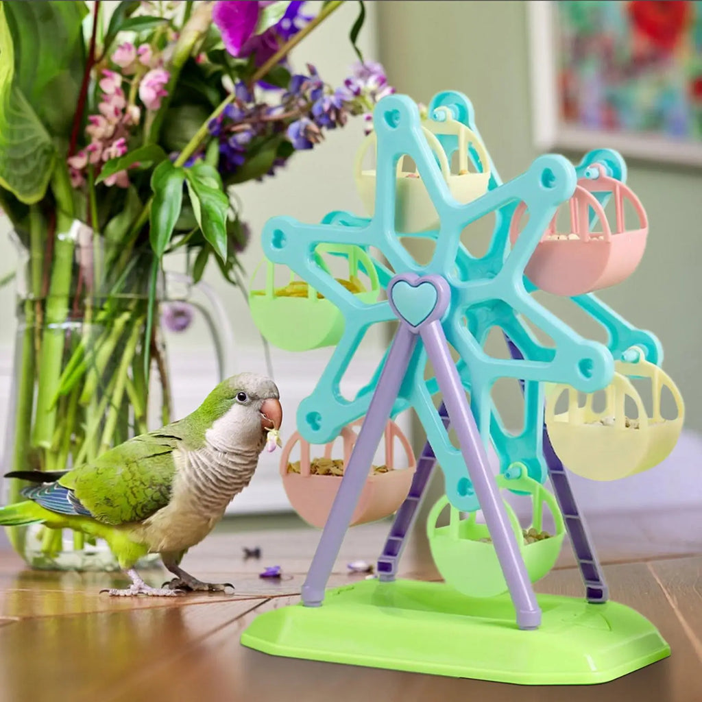 Bird Toys Foraging Wheel Parrot Toy Snacks Feeder Intelligence Growth Bird Supplies Parrot Ferris Wheel Bird Windmill Foraging Oasis Select