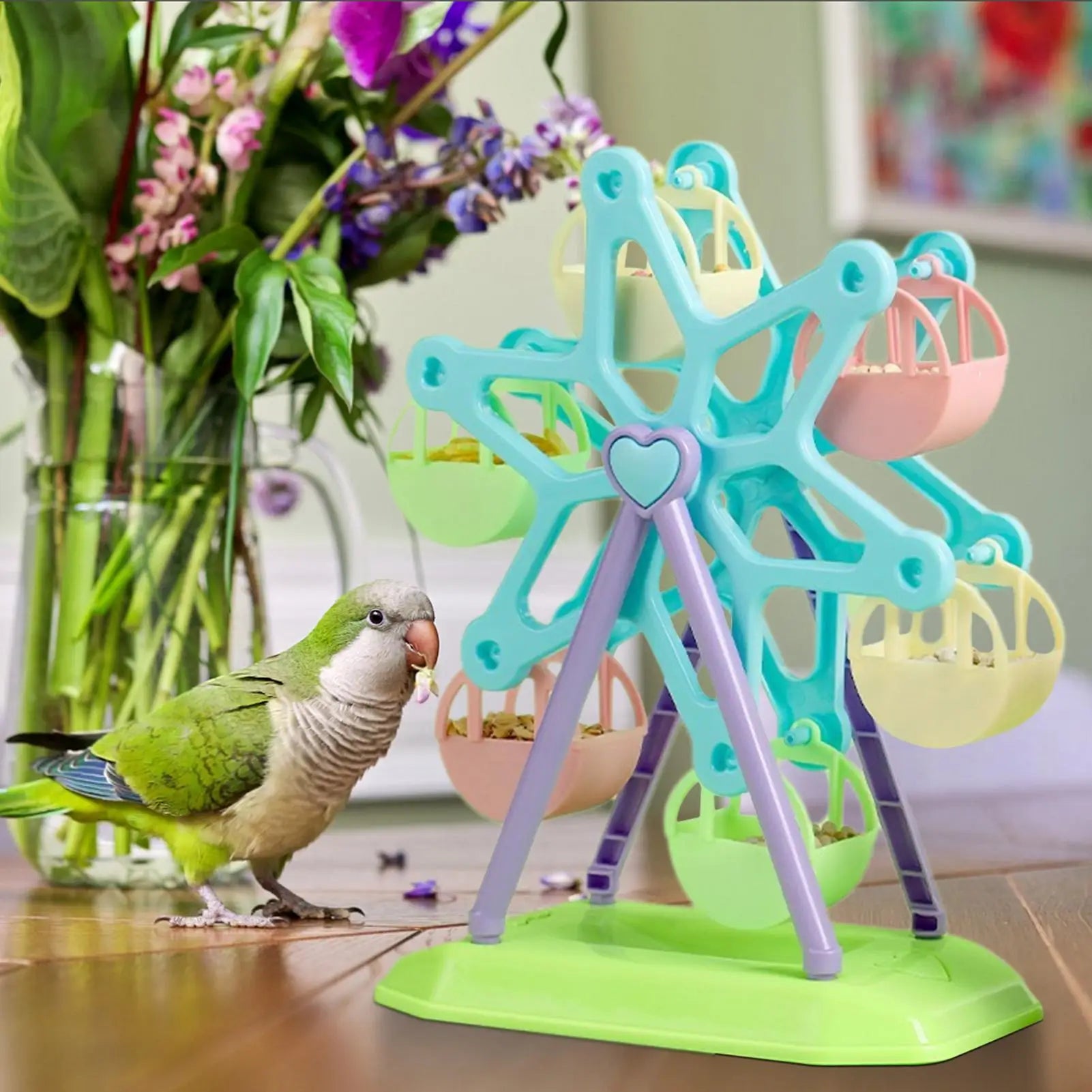 Bird Toys Foraging Wheel Parrot Toy Snacks Feeder Intelligence Growth Bird Supplies Parrot Ferris Wheel Bird Windmill Foraging Oasis Select