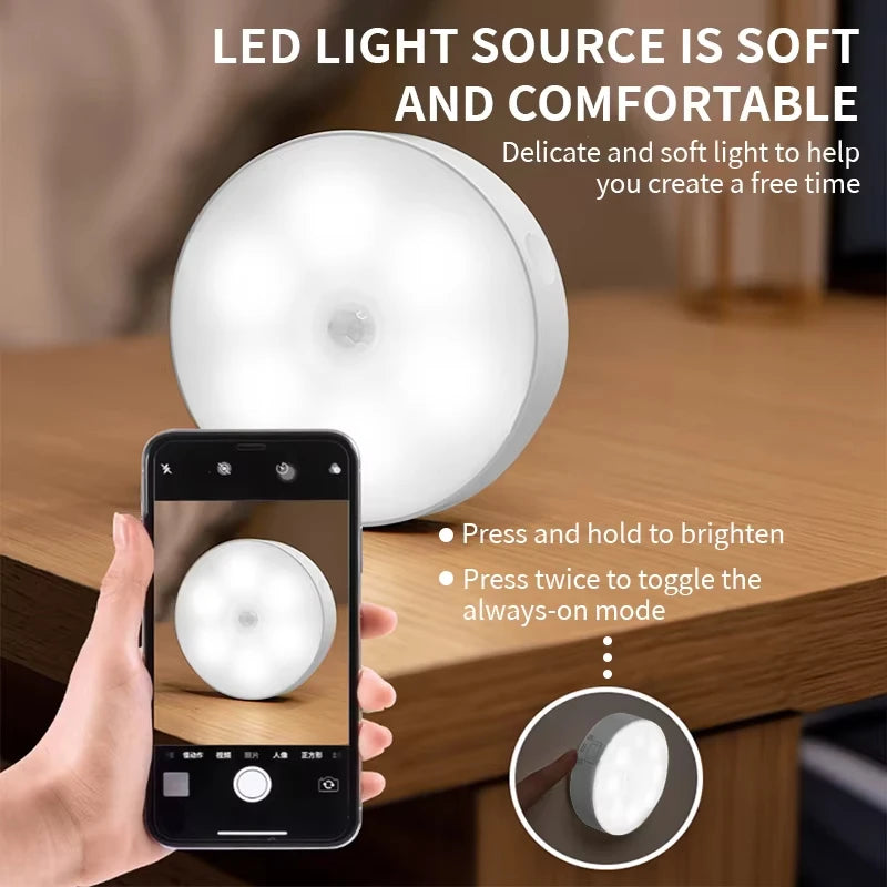 LED Motion Sensor Night Light USB Rechargeable Night Lamp For Kitchen Cabinet Wardrobe Lamp Staircase Wireless LED Closet Light Oasis Select