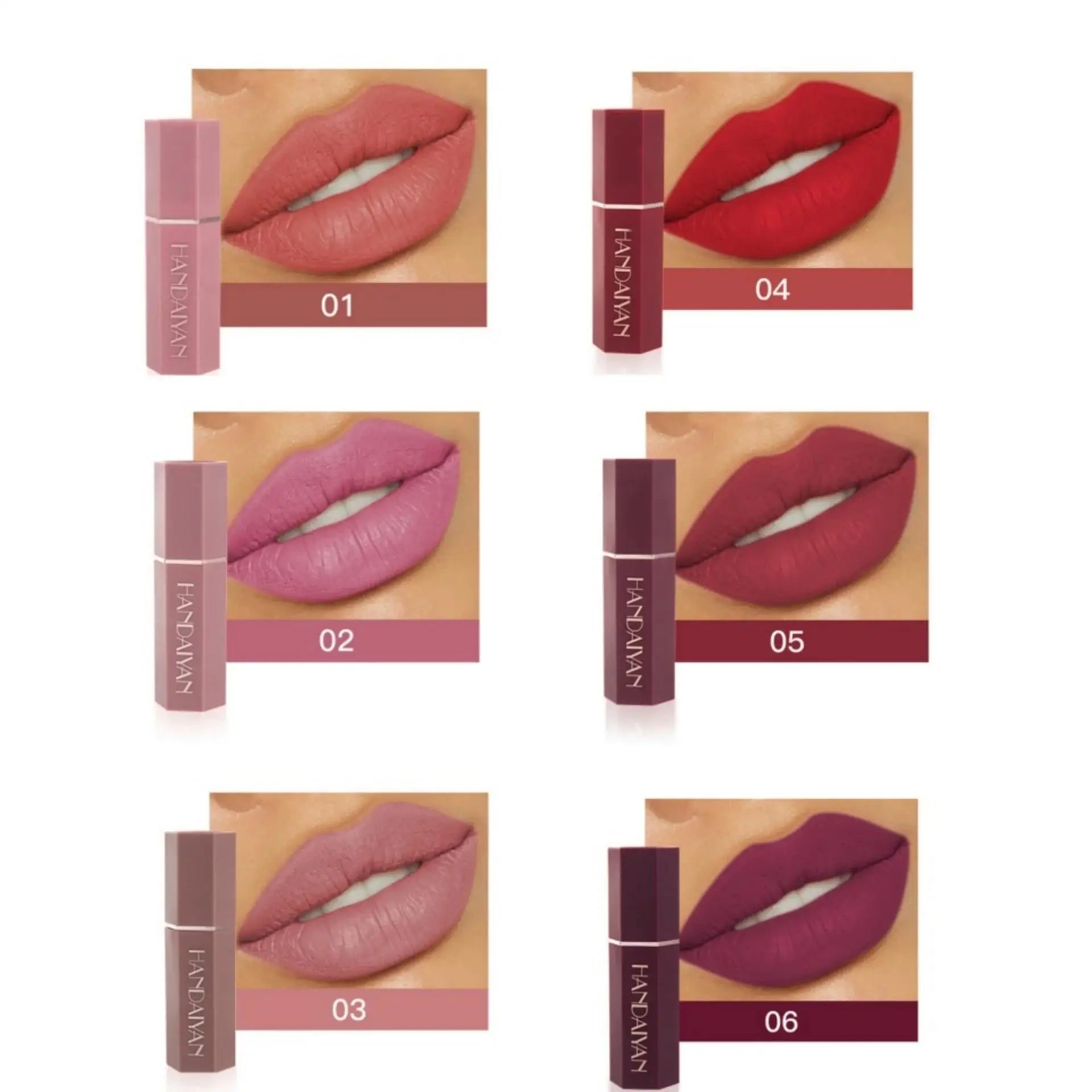 Handaiyan 6-Pc Matte Velvet Nude Lipstick Set – Waterproof