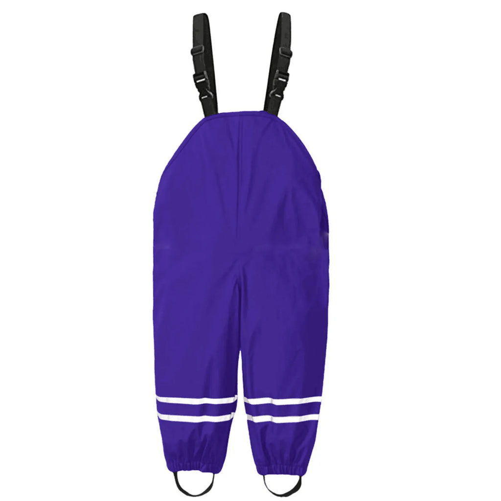 Toddler Kids Boys Girls Rain Dungarees Windproof Waterproof Mud Jumpsuit Clothes One piece rain pants waterproof and breathable Oasis Select Purple XL