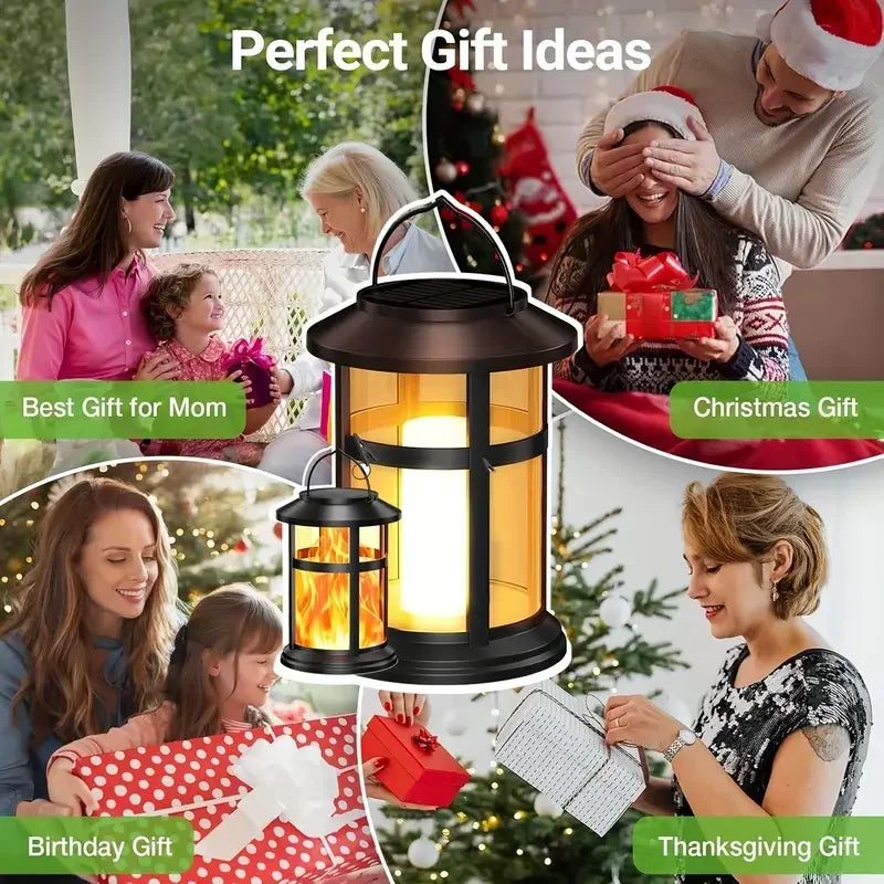 Solar Flickering Flame LED Lantern | Outdoor Hanging Garden Light