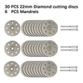 10/30 pcs of 22mm diamond cutting discs with grinding wheel shafts, for cutting plastic wood and metal,for electric rotary tools Oasis Select 30pcs