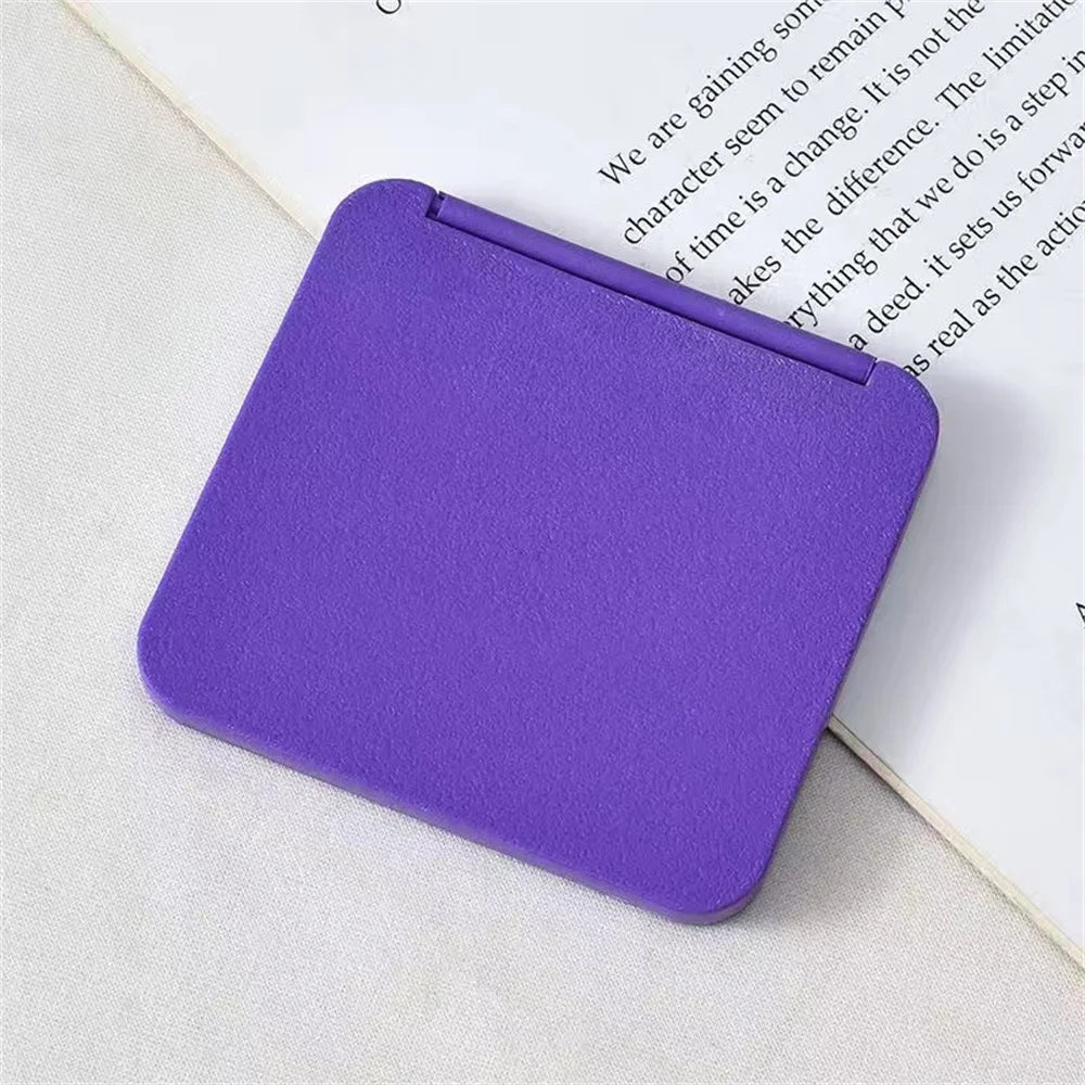 2-Face Makeup Mirror Square Portable Cute Girl'S Gift Hand Mini Mirror Pocket Double-Sided Makeup Mirror Compact Multiple Colors Oasis Select Purple