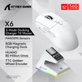 ATTACK SHARK X6 Magnetic Fast Charging Gaming Mouse wireless 56g-PAW3395 26K DPI, Tri-Mode BT5.2/2.4G/Wired，200H Battery, RGB Oasis Select X6 White