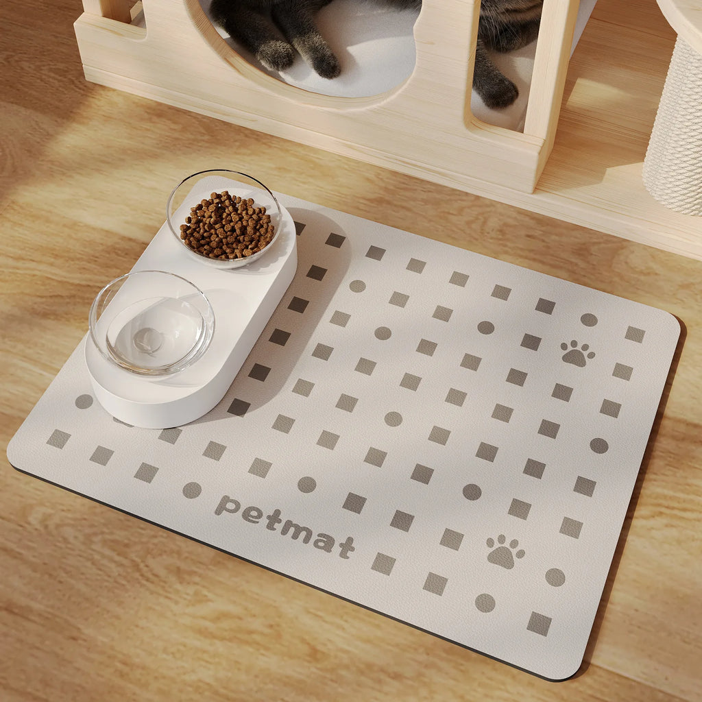 Pet Feeding Floor Mat, Water-absorbing, Cooling and Anti-slip Mat, Cat Mat and Dog Mat, Special Wipe and No-wash Pet Mat Oasis Select Dot of light gray S 35x50