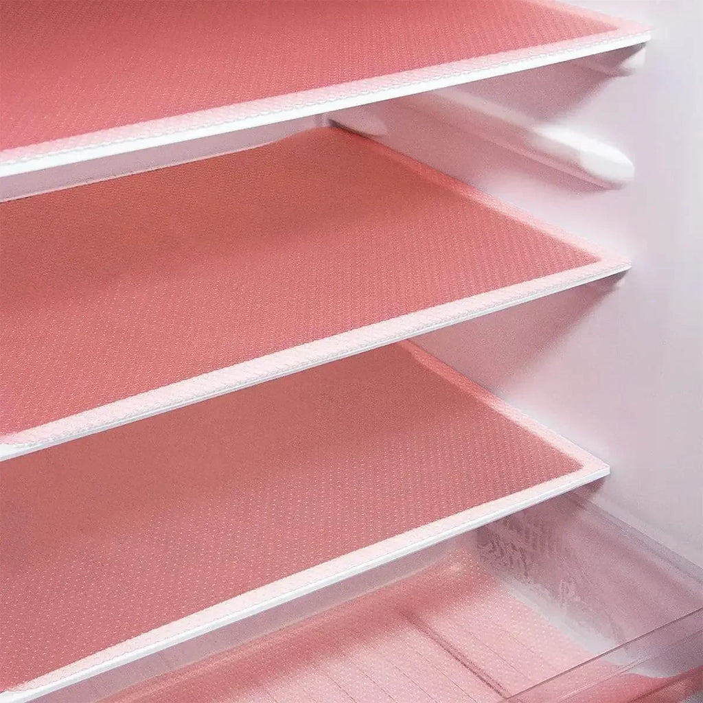 4PCS EVA Waterproof Refrigerator Liner Mat Washable Mildew Kitchen Pad Anti-oil Cabinet Drawer Placemat Heat-insulat Fridge Mat Oasis Select 4PCS Pink 29x45cm Rectangular