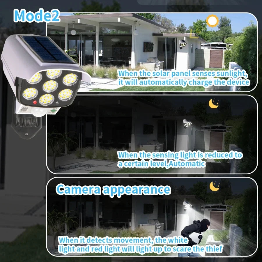 77LED Outdoor Waterproof Solar Light with Remote Control 3 Modes Motion Sensor Solar Wall Lamp for Garden Yard Patio Deck Garage Oasis Select