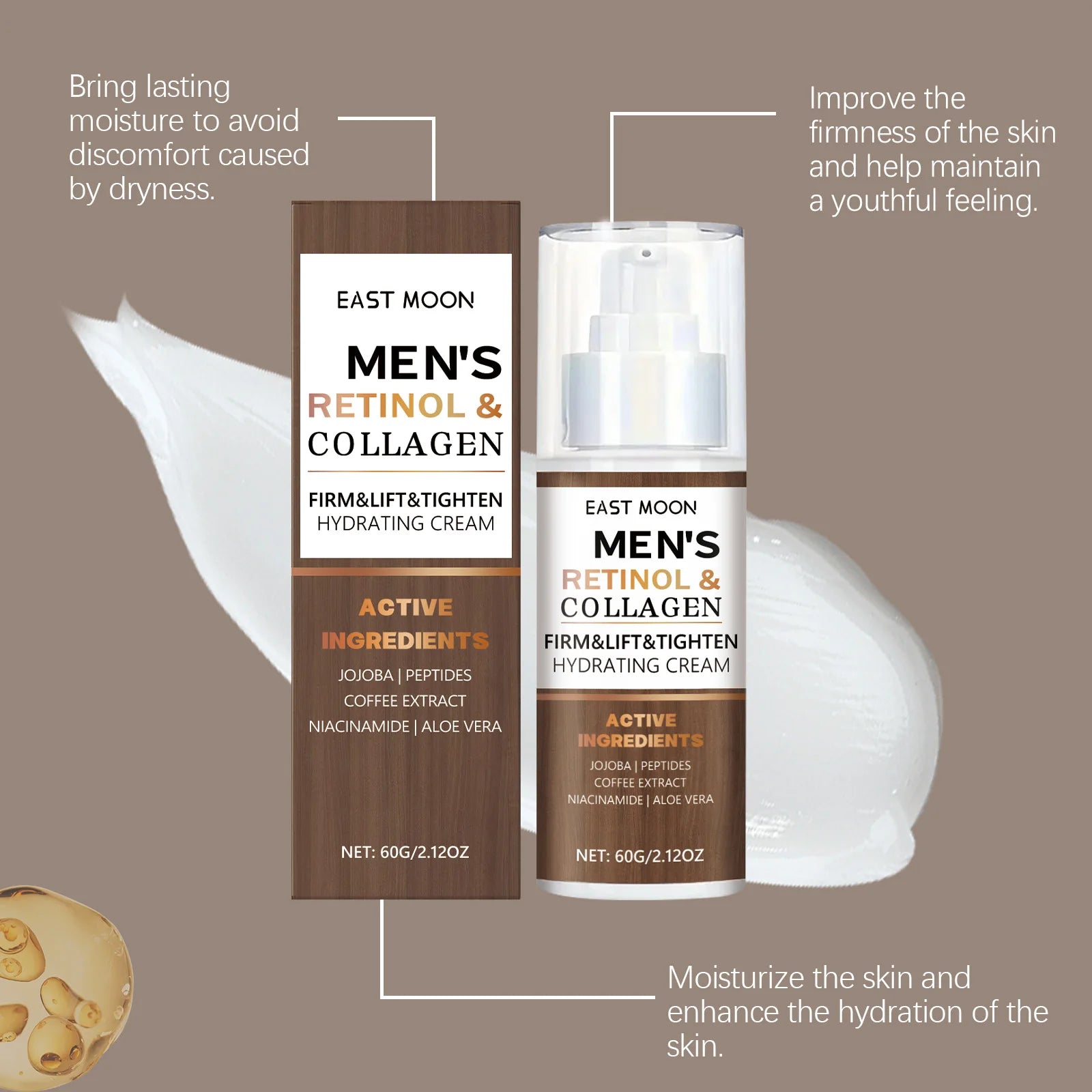 Men'S Retinol Collagen Moisturizer - Anti-Aging Face Cream To Help Reduce Fine Lines & Improve Skin Texture, Non-Greasy Formula Oasis Select