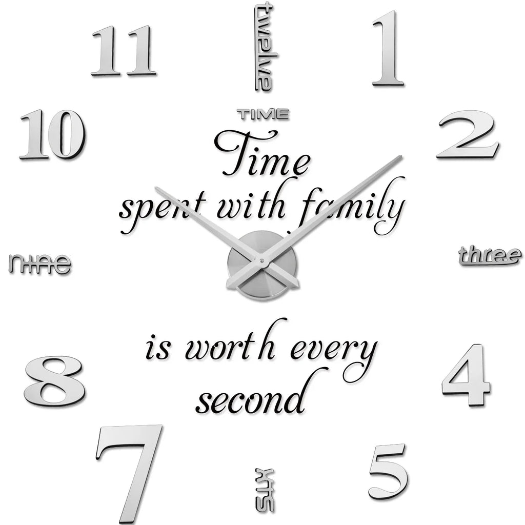 DIY Modern 3D Wall Clock Minimalist Silent Quartz Movement Wall Watch for Living Room Home Decor Oasis Select