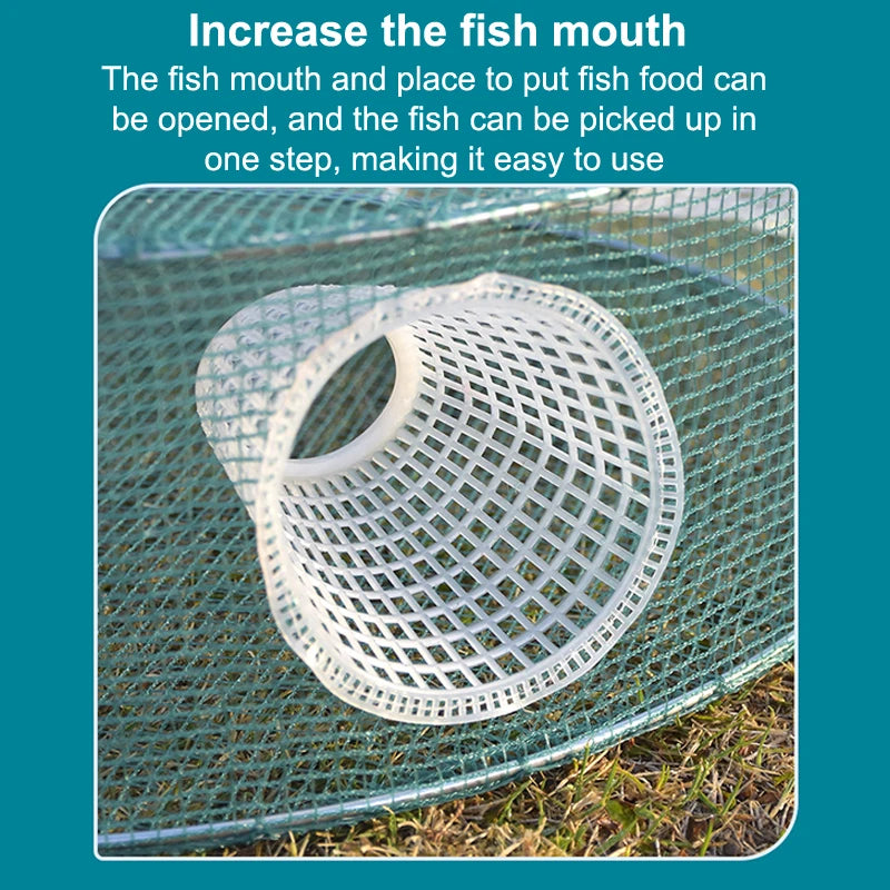 Hot Sale Fishing Net Mesh Folded Round 3/4 Holes Fish Shrimp Automatic Trap Crayfish Catcher Fish Network Baits Cast Mesh Trap Oasis Select