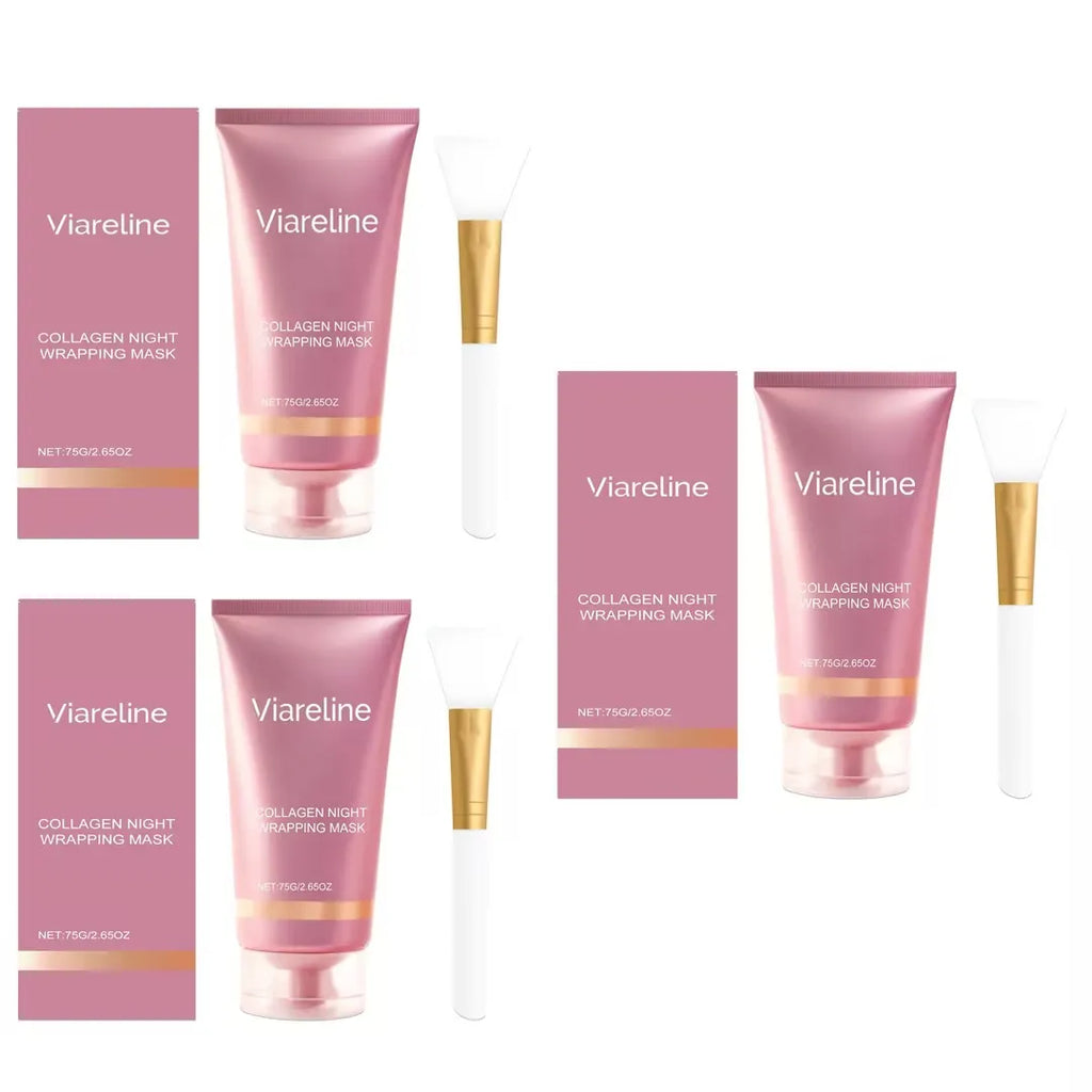 Collagen Night Peel Off Mask Cleansing Pores Deep Hydrating Reduces Facial Skin Sag Dullness Overnight Moisturize Wrapping Mask Oasis Select 3 sets boxed
