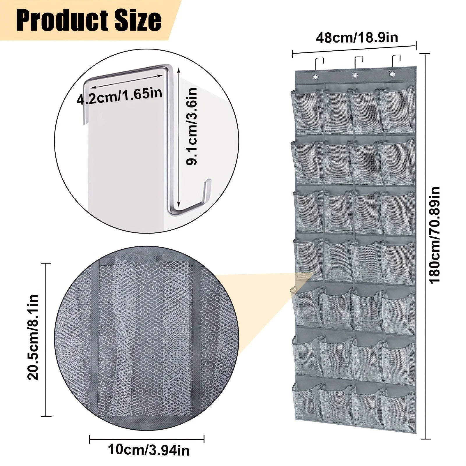 28 Pockets Over The Door Rack Large Mesh Pockets Hanging Shoe Organizer for Closet Hanging Shoe Rack Holder Hanger Storage Bag Oasis Select