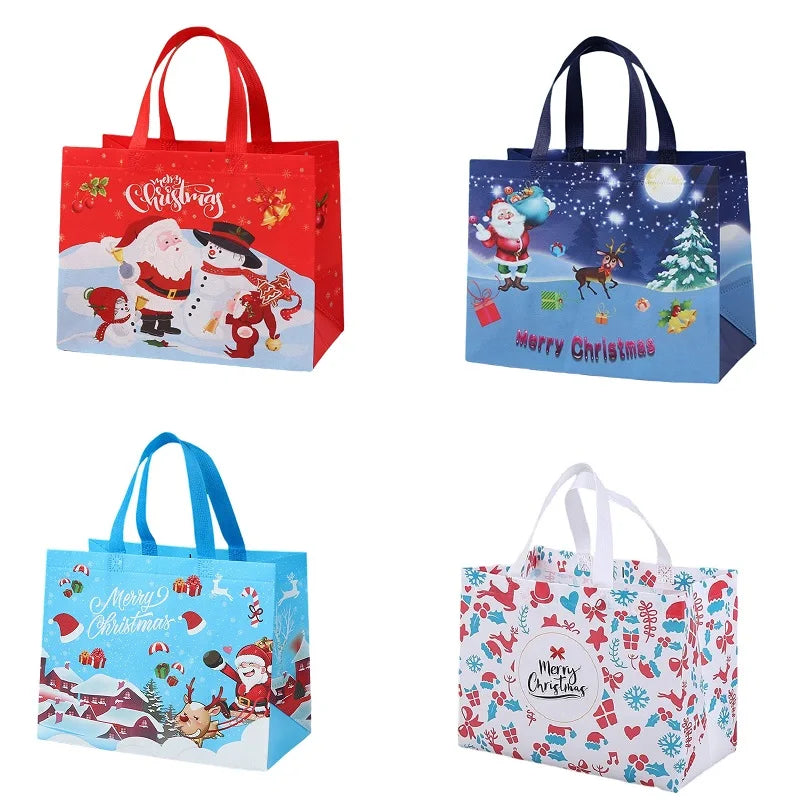 Christmas Gift Bags | Santa Elk Snowman Non-Woven Tote