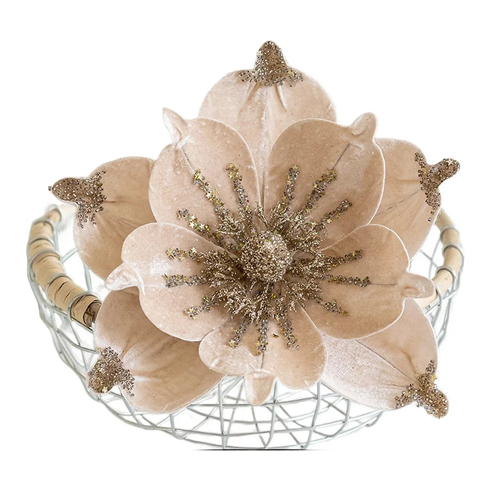 Festive Celebrations Christmas Magnolia Flowers Artificial Magnolia Flowers For Home Festive Ornament For Holiday Displays Oasis Select gold China Mainland