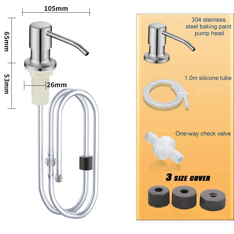 Stainless Steel Sink Soap Dispenser Pump | 1 or 2 Pack
