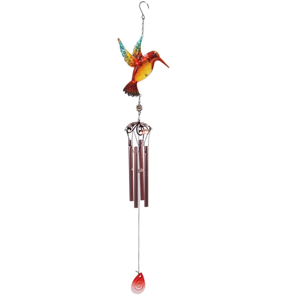 Wind Chime Hummingbirds Dragonflies Metal Glass Painted Crafts Hanging Pendants Bell Aluminum Pipe Home Courtyard Hanging Decors Oasis Select