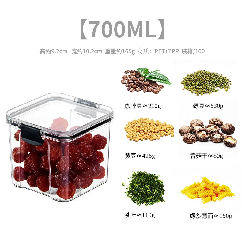 460-1800ml Kitchen Sealed Jar Stackable Food Storage Box Multigrain Tank Bottle Cereal Candy Dried Fruit Tea Storage Containers Oasis Select 700ML
