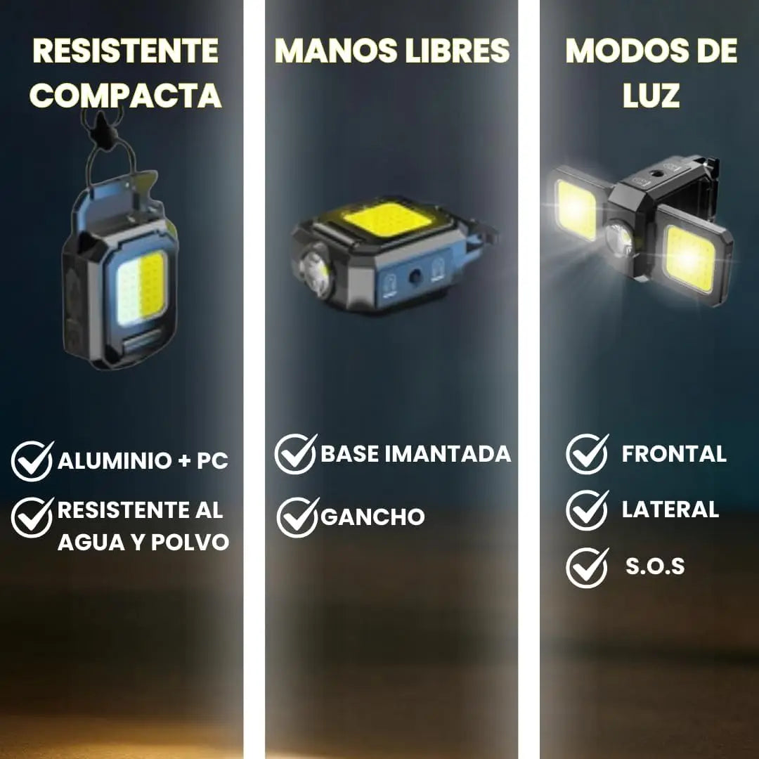 Mini Flashlight Keychain Light COB Work Light USB Rechargeable Lamp with 90° Foldable Side Lights Super Bright Portable Lantern Oasis Select
