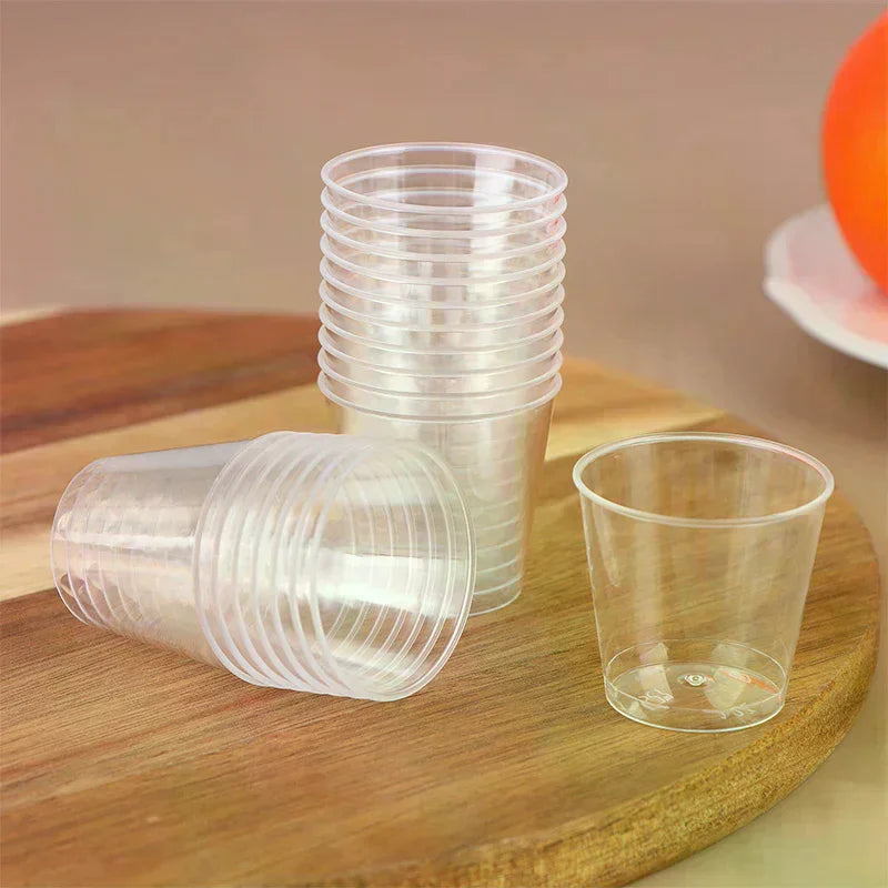 50Pcs 30ML Disposable Mini Clear Plastic Cup Outdoor Picnic Birthday Kitchen Party Shot Glasses Jelly Cups Tableware Tasting Oasis Select