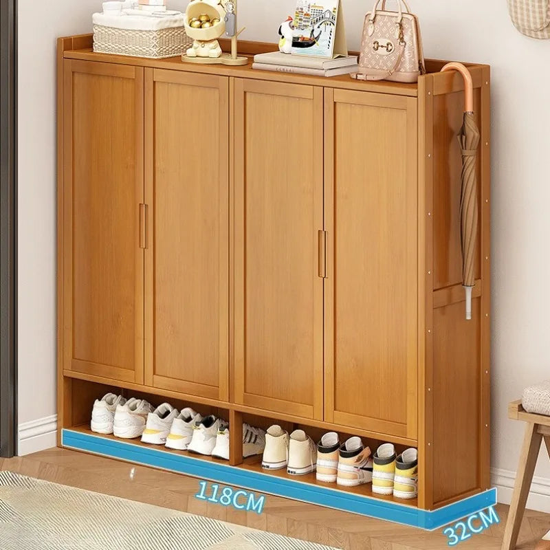Durable Shoe Cabinet, Nanzhu Shoe Rack At The Entrance Of The Home, Storage Artifact, Space-saving And Dust-proof Entry Oasis Select