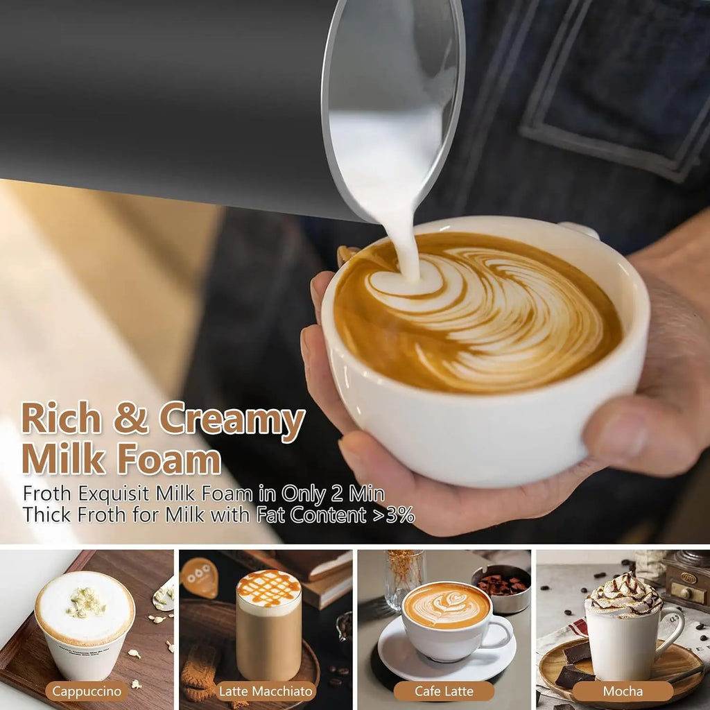 4-in-1 Electric Milk Frother 500ml | Hot & Cold Foam Maker