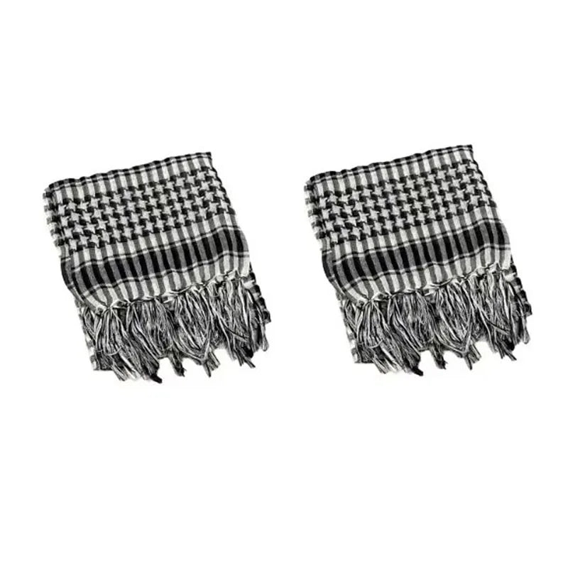 1/2pcs Men Women Scarf Plaid Tartan Lightweight Cotton Keffiyeh Scarf For Winter Square Shawl Scarf Tactical Neck Warmer Cover Oasis Select 2pcs White