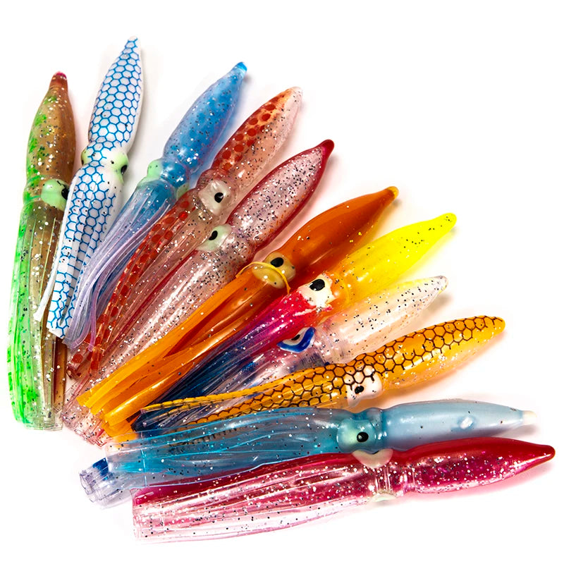 10pcs 8cm Soft Lure Squid Artificial Bait Lures Octopus Tuna Sailfish Baits Random colour Oasis Select random colour
