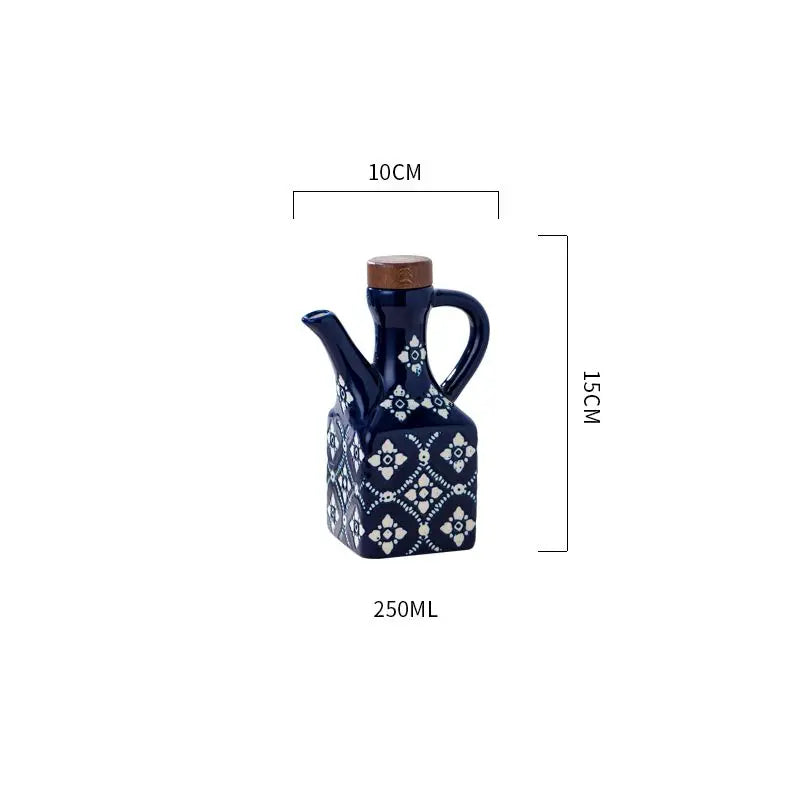 American Ceramic Oil Pot Commercial Oil Bottle Chili Oil Soy Sauce Vinegar Pot Household Kitchen Seasoning Bottle Oasis Select 250ml