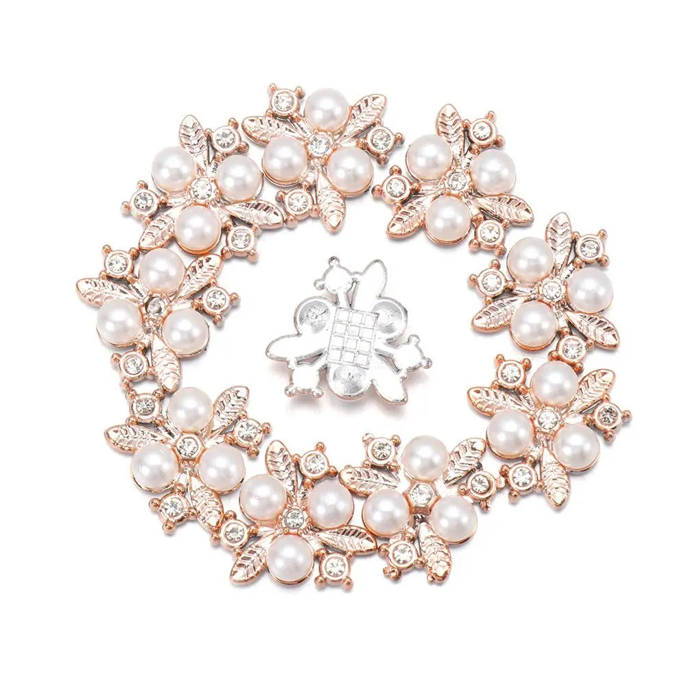 Vintage Buttons Clothing Flatback Plating Pearl Buckle Rhinestone